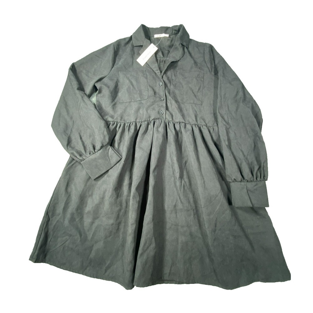 NWT Francescas Babydoll Dress Womens Medium Black‎ Long Sleeve Mini Flowy Ruffle